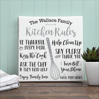 Kitchen Rules Personalized 12x12 Canvas