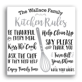 Kitchen Rules Personalized 16x16 Canvas