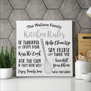 Kitchen Rules Personalized 16x16 Canvas