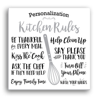 Kitchen Rules Personalized 16x16 Canvas
