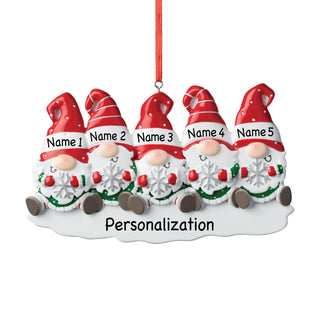 Gnome Family of 5 Personalized Ornament