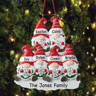 Gnome family of 6 ornament with names