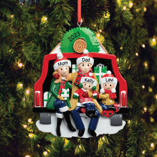 Pine Tree Tailgate Family of 4 Personalized Ornament