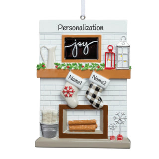 Fireplace Mantel Couple Personalized Ornament