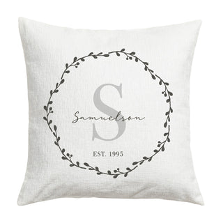 Gray Wreath Personalized 17" Throw Pillow
