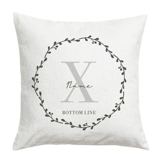Gray Wreath Personalized 17" Throw Pillow