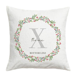 Red Berry Wreath Personalized 17" Throw Pillow
