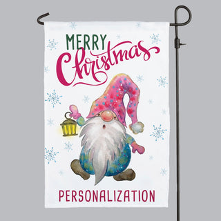 Merry Christmas Gnome Personalized Garden Flag