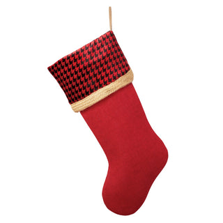 Red Herringbone Cuff Personalized Burlap Stocking