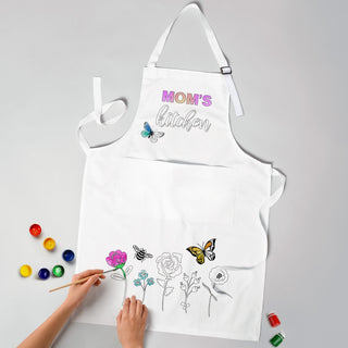 DIY Floral Butterfly Personalized White Bib Apron