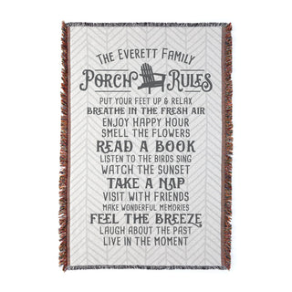 Rules of the Porch Personalized Fringe Throw Blanket