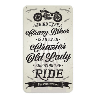 Crazy Biker Personalized Metal Sign