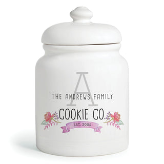 Cookie Co. Pink Floral Personalized Ceramic Cookie Jar