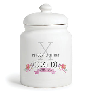 Cookie Co. Pink Floral Personalized Ceramic Cookie Jar