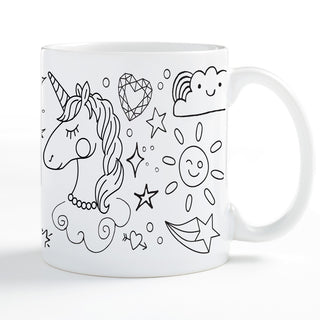 DIY Color Your Own Unicorn Theme White Coffee Mug - 11 oz.