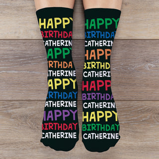 Happy Birthday Personalized Adult Crew Socks