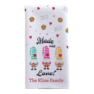 Valentine Gnome Personalized Waffle Tea Towel