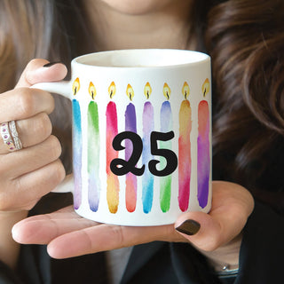 Colorful birthday candle coffee mug