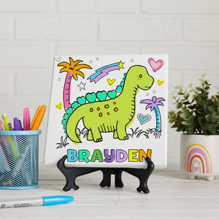 Dinosaur valentines day canvas with name