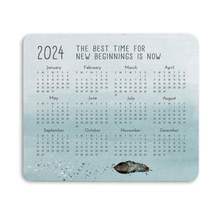 New Beginnings Light Blue Calendar Personalized Mouse Pad