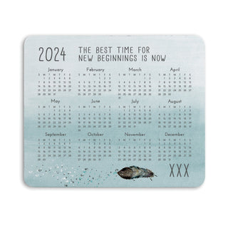 New Beginnings Light Blue Calendar Personalized Mouse Pad