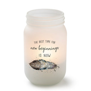 New Beginnings Frosted Mason Jar Votive Holder