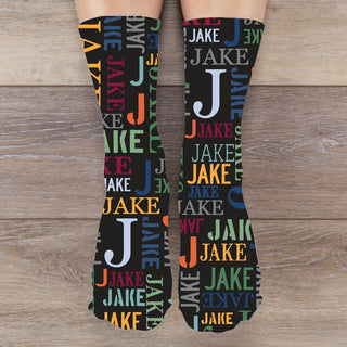 Multi-Color Pattern for Him Personalized Adult Crew Socks