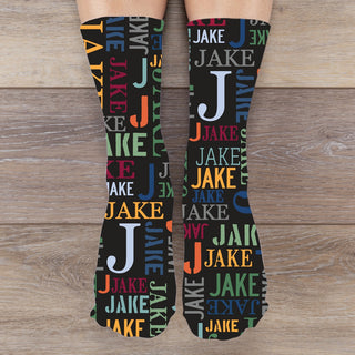 Pattern for him crew socks with name and initial