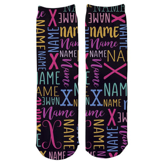 Multi-Color Pattern for Her Personalized Adult Crew Socks