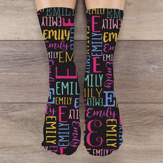 Multi-Color Pattern for Her Personalized Adult Crew Socks