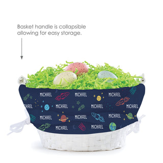 Space Theme Pattern Personalized Easter Basket