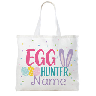 Egg Hunter Personalized Purple Name White Tote
