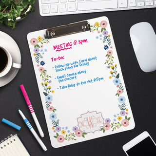 Floral dry erase clipboard with monogram