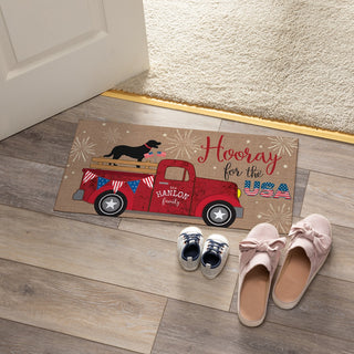Red truck for the USA doormat with family name