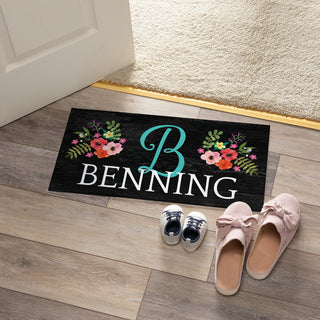 Floral doormat with initial and name