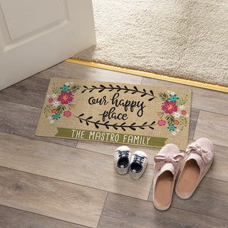 Our happy place doormat with family name