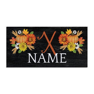 Fall Floral Name & Initial - Ð 12x27 Inch Entry Mat