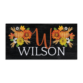 Fall Floral Name & Initial - Ð 12x27 Inch Entry Mat