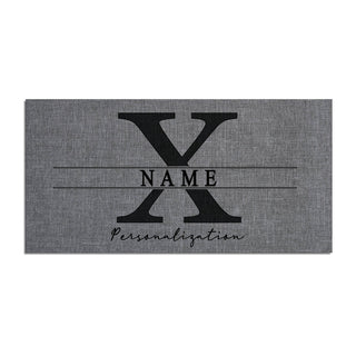 Name and Initial Gray Personalized Narrow Doormat Insert