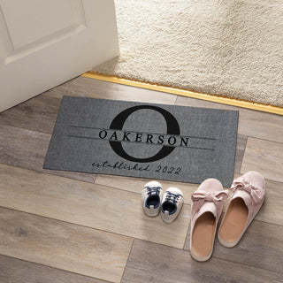 Name and Initial Gray Personalized Narrow Doormat Insert