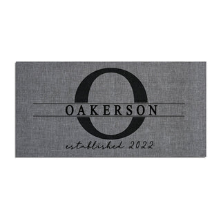 Name and Initial Gray Personalized Narrow Doormat Insert