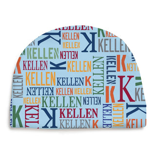 Pattern fleece beanie with name and initial