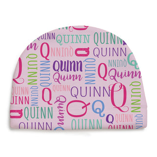 Pattern fleece beanie with name and initial