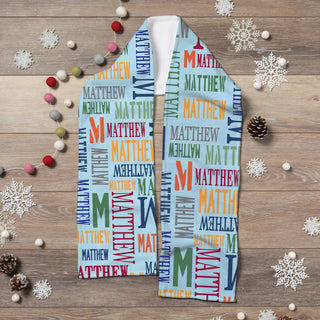 Pattern fleece scarf with name and initial 