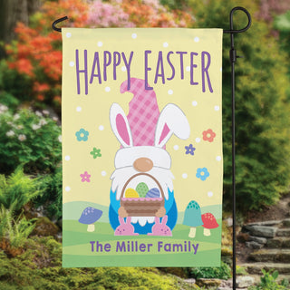 Happy Easter Bunny Gnome Personalized Garden Flag