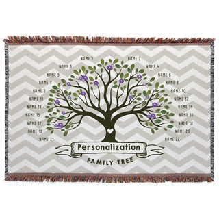 Family Tree Personalized Fringe Throw Blanket