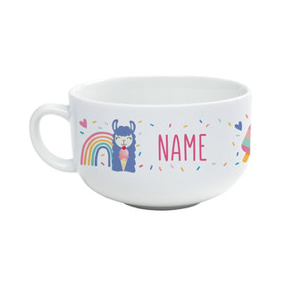 Llamas Llove Ice Cream Ceramic Bowl with Handle