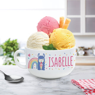 Llamas Llove Ice Cream Ceramic Bowl with Handle