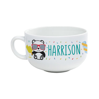 Chillin Panda Personalized Ceramic Bowl with Handle
