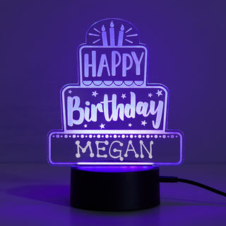 Happy Birthday Cake Acrylic LED Nightlight